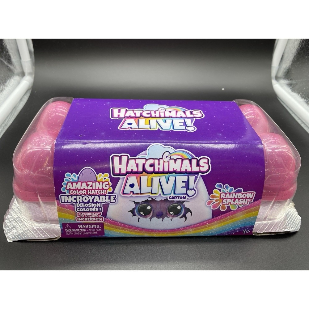 Hatchimals Alive! Carton Rainbow Splash w/ 5 Eggs 10 Accessories - Color Hatch